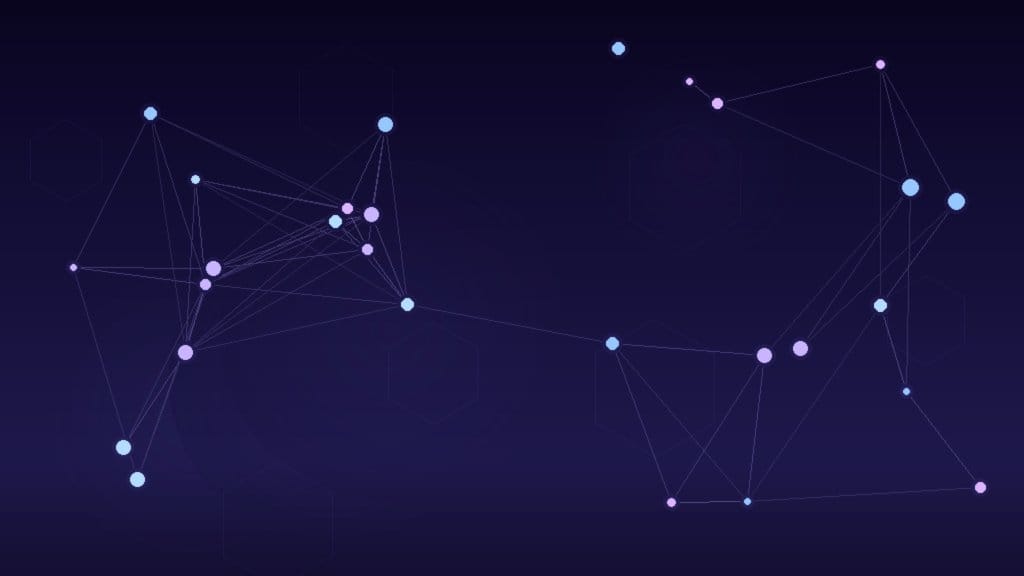 Abstract dark navy and purple network pattern representing EPUB ebooks on mobile devices